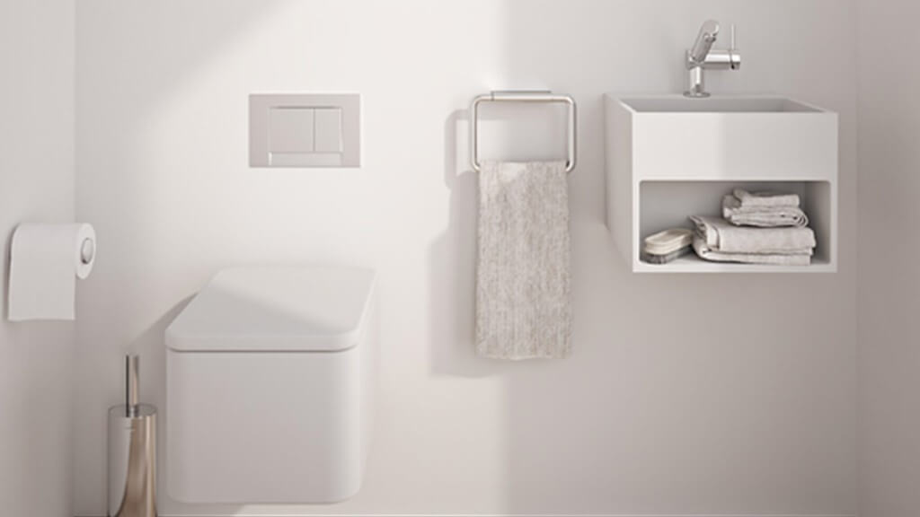 Baño blanco completo - decoración baños pequeños