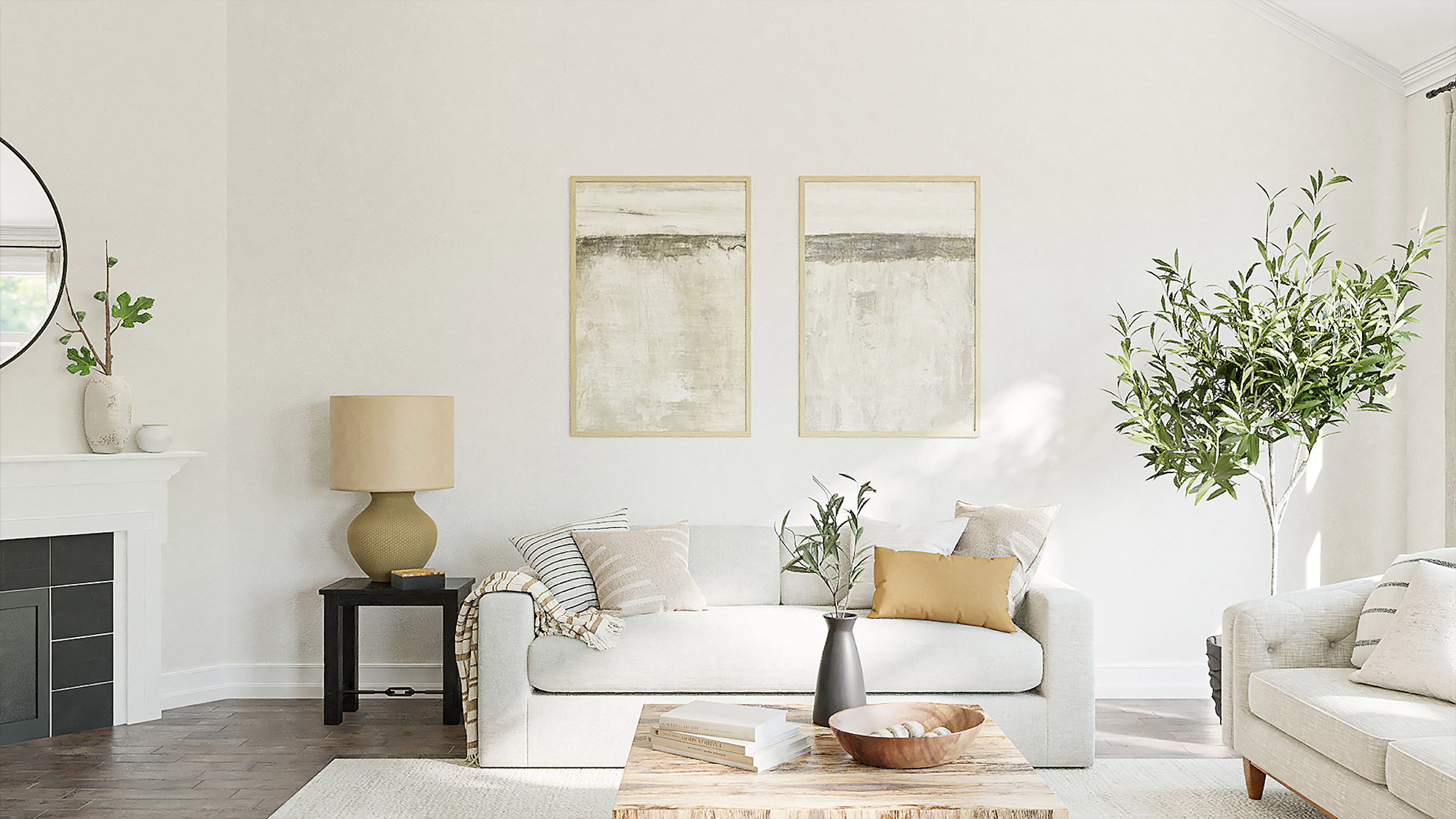 mobiliario de hogar con colores neutros