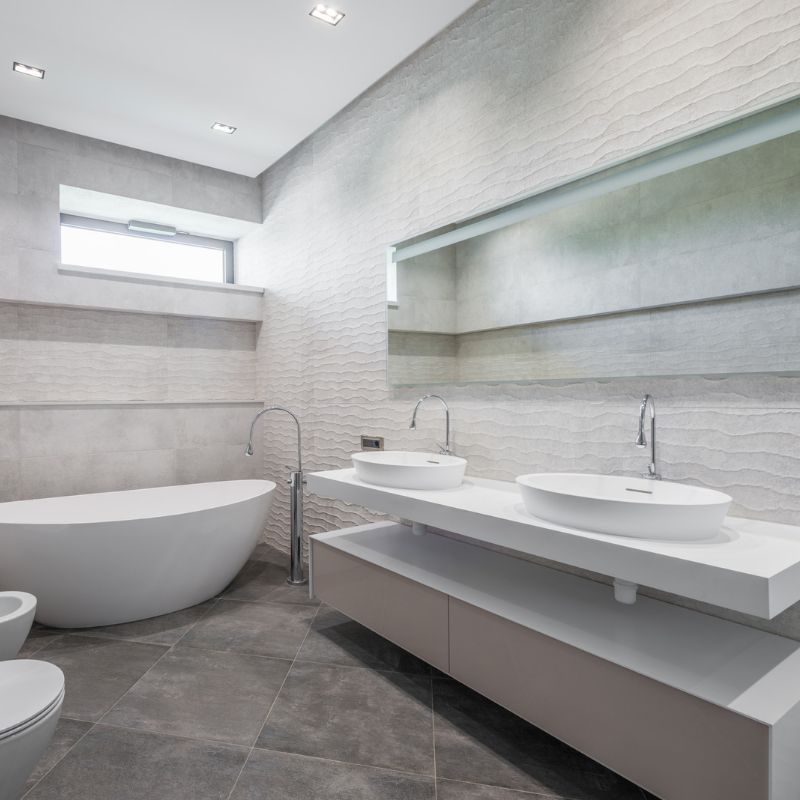mueble de baño de calidad y de acabado minimalista. Muebles de baño blancos 