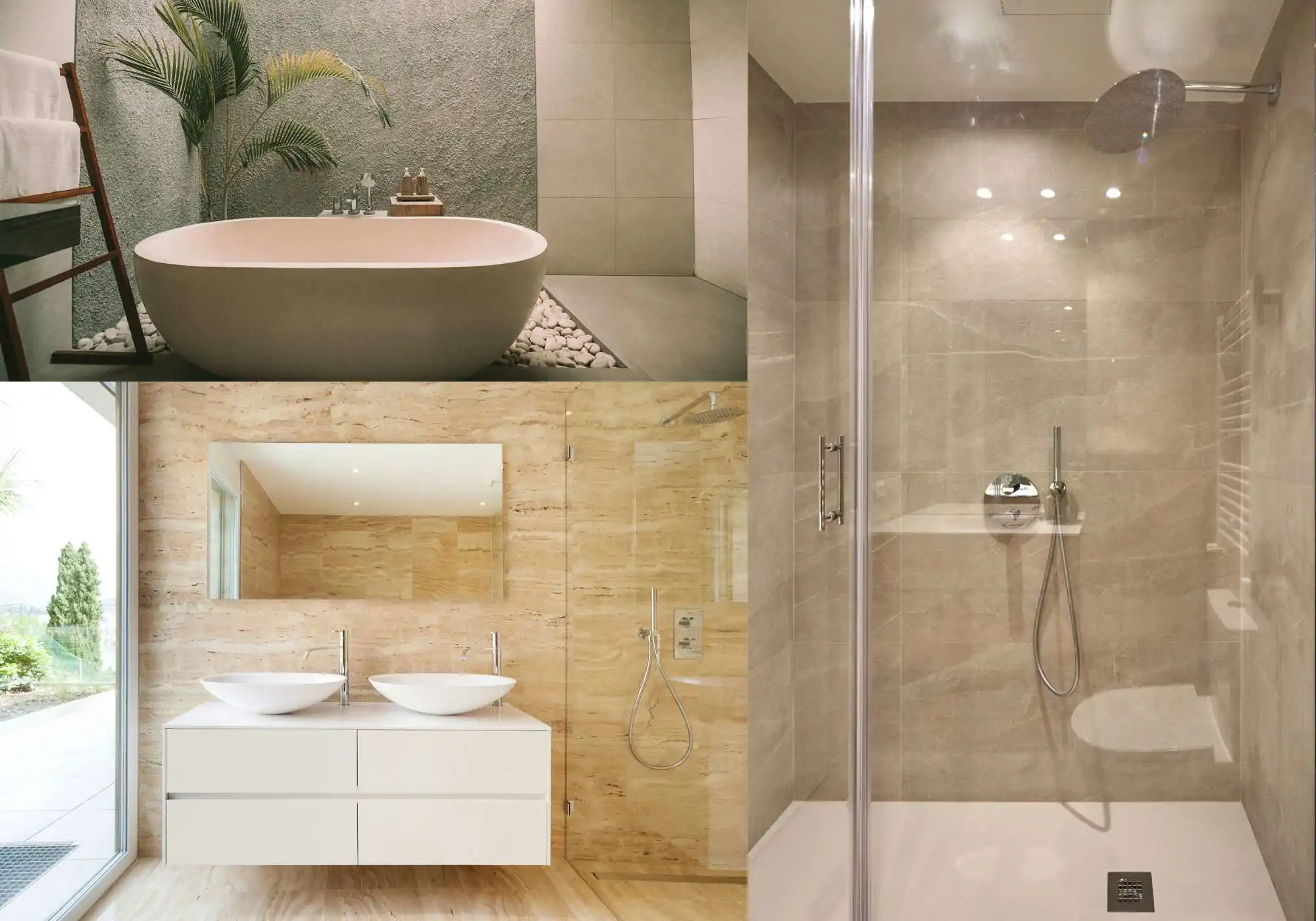 3 tipos de diferentes diseños de baño en Madrid. Catálogo de Baños.