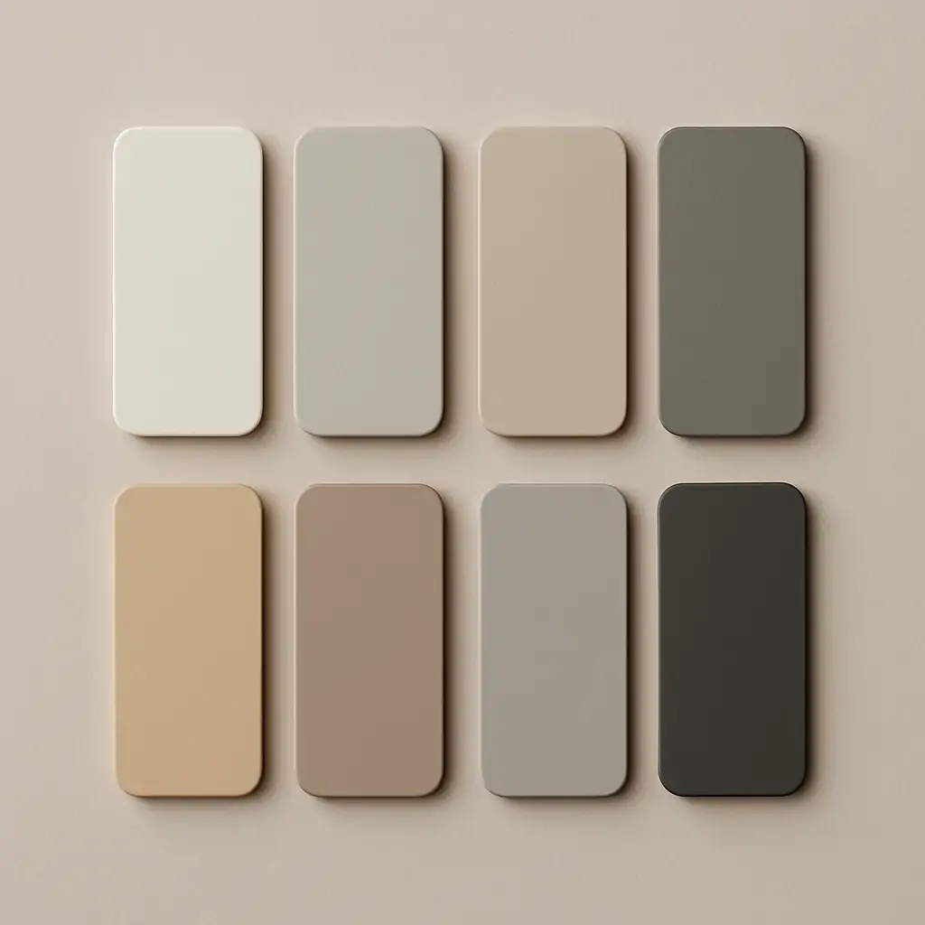 Paleta de colores neutros para diseño de Baños minimalistas